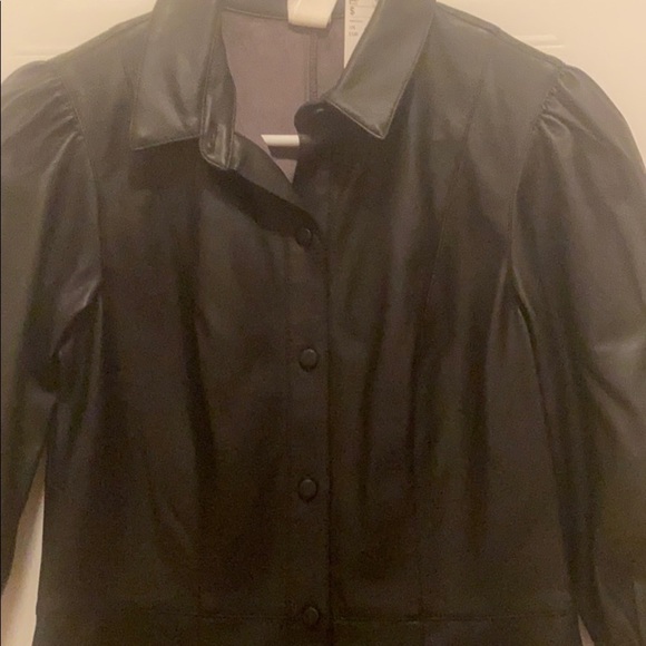 H&M - Black Pleather Leather Button Down Dress - Picture 2 of 6